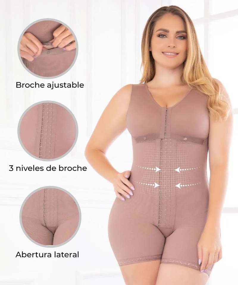 Faja Postquirúrgica de Alta Compresión con Brasier y Estilo Media Pierna - 4